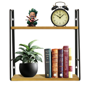 Estante de pared de 2 niveles personalizado, estante industrial de madera de 2 niveles, Galería flotante de doble pared, estante de pared de metal y madera de dos niveles - Product Image 3