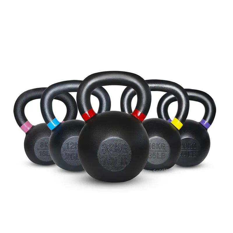 YangFit чугунная Гиря с порошковым покрытием, оборудование для фитнеса с плоским дном, тренировочное снаряжение с широкой ручкой, свободные круговые гири