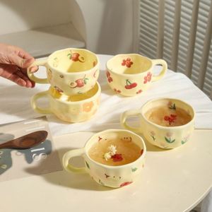 แก้วกาแฟเซรามิคลายดอกไม้แบบแฮนด์เมด รูปทรงแปลกตา ขายดี เป็นของขวัญได้ - Product Image 5