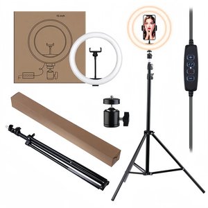 Moderna Lámpara de Anillo LED de 10 Pulgadas con Batería Recargable y Soporte para Transmisión en Vivo y Fotografía (Control por Aplicación) - Product Image 1
