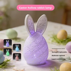 Lampe de nuit creuse imprimée en 3D avec lapin de Pâques de dessin animé et œufs colorés, décoration de festival multicolore - Product Image 2