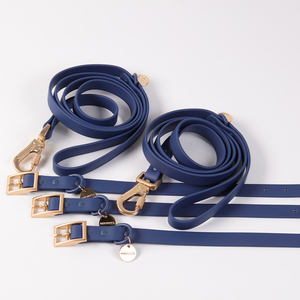 Auf Lager Haustier produkte einfarbig bunt Luxus Hoch leistungs wasserdicht Gummi Silikon <span class=keywords><strong>PVC</strong></span> weiches Hunde halsband und Leine Set - Product Image 1