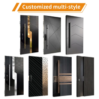 Portes d'entrée pivotantes de luxe en acier inoxydable brillant et aluminium moulé, design antivol, garantie 5 ans pour les maisons extérieures modernes