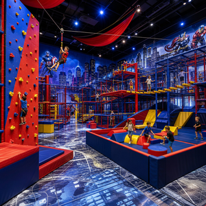 Equipo <span class=keywords><strong>de</strong></span> Juegos Interior con Temática <span class=keywords><strong>de</strong></span> Superhéroes, Muro <span class=keywords><strong>de</strong></span> Escalada, Tirolina, Circuito <span class=keywords><strong>de</strong></span> Cuerdas, Foso <span class=keywords><strong>de</strong></span> Espuma, Certificado ASTM Pro - Product Image 1