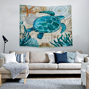 <span class=keywords><strong>Tapisserie</strong></span> murale décorative avec impression d'animaux marins : tortue, <span class=keywords><strong>cheval</strong></span>, pieuvre, baleine - Product Image 2