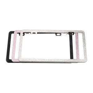 Marco de Matrícula Metálico Cromado Negro con Diseño de Placa de Diamantes, Estándar Estadounidense - Product Image 4