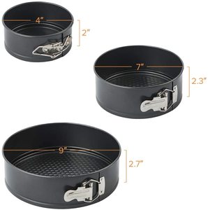 Set di 3 Teglie Rotonde Antiaderenti per Cheesecake e <span class=keywords><strong>Torte</strong></span> Nuziali, con Fondo Rimovibile e Base Antiscivolo - Product Image 4