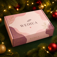 Emballage esthétique rose floral de Noël, boîte à courrier en carton ondulé de luxe, boîte cadeau de Noël en feuille d'or pour boutique, petite entreprise
