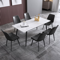 Table de salle à manger de cuisine Modern Furniture Table de salle à manger de luxe en marbre métallique pour restaurant