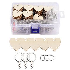 <b>Wooden</b> <b>Heart</b> Pendants 100Pcs With Keyrings <b>For</b> DIY <b>Crafts</b> Gift Tags Ornaments Eco Friendly Natural Wood Shape Set - Product Image 1