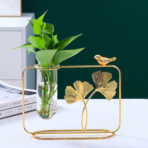 Florero de tubo de prueba de vidrio, soporte de Metal dorado para decoración del hogar, decoración de boda - Product Image 1