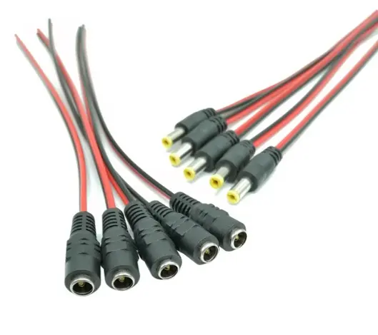 5.5x2.1 มม.ชายหญิงปลั๊ก 12V DC Power Pigtail แจ็คสําหรับกล้องวงจรปิดขยายหาง 24V DC ลวด