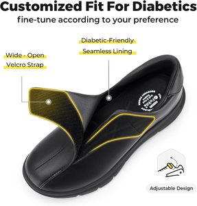 Chaussures Diabétiques <span class=keywords><strong>Homme</strong></span> FitVille Extra-Larges Ajustables à Enfiler en Cuir Microfibre Baskets Orthopédiques pour Pieds Gonflés EasyTop - Product Image 2