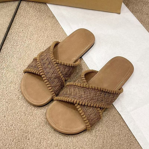 Nuevas sandalias planas de diseñador 2026 para mujer, chanclas cruzadas con punta abierta, suela suave de tela, zapatos casuales, chanclas al por mayor - Product Image 2