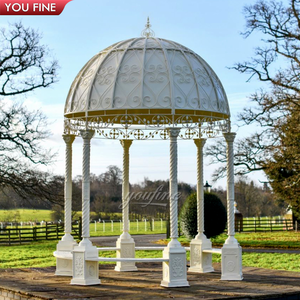 Gazebo Redondo de Hierro Forjado Blanco YOUFINE, Pabellón con Domo para Jardín o Patio de Estilo Europeo - Product Image 1
