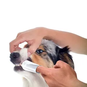 来源工厂定制标志一次性无纺布干擦猫耳口腔牙齿宠物牙科狗手指深层清洁湿巾