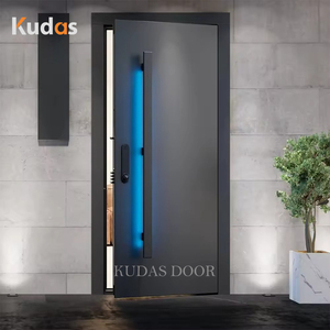 Bande lumineuse LED moderne <span class=keywords><strong>en</strong></span> aluminium moulé, étanche, insonorisée, <span class=keywords><strong>porte</strong></span> d'entrée pivotante sécurisée avec serrure intelligente pour villa - Product Image 4