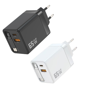<span class=keywords><strong>Cargador</strong></span> de Pared GaN Compacto de 65W PD PPS con Cable Retráctil para Teléfono, Tableta y Portátil, Venta al Por Mayor - Product Image 1