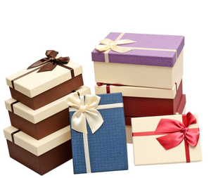 Customize Logo Size <b>Ribbon</b> Box White and Blue <b>Gift</b> Paper Boxes Rectangle Shape Packaging - Product Image 2