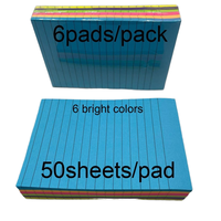 Notes autocollantes doublées Post 6 couleurs vives Grand poste ligné Sticky Colorful Super Sticking Power Memo Pads