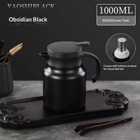 Panci Infuser Teh Klasik Stainless Steel 316 Anti Karat 1L Kapasitas Besar, Sistem Penyaringan Dua Lapis, Terisolasi, Ramah Lingkungan