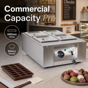 Machine à fondre le chocolat électrique professionnelle à 4 bacs, 220V 0.6kW, chauffe-chocolat de comptoir pour boulangerie, café, pâtisserie - Product Image 3