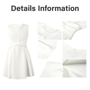 ZYHT 9086 produttore vendita diretta da donna Casual bianco senza maniche Mini abito con fiocco carino abbigliamento quotidiano moda dolce stile solido - Product Image 4
