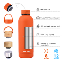Bouteille d'eau sport isotherme 500 ml OEM ODM en acier inoxydable 18/8 à double paroi, impression personnalisée, gravure laser, pour événements