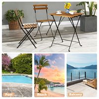 Ensemble bistrot pliable vintage, 1 table carrée avec 2 chaises pliantes, structure en métal, meubles de jardin pour usage extérieur