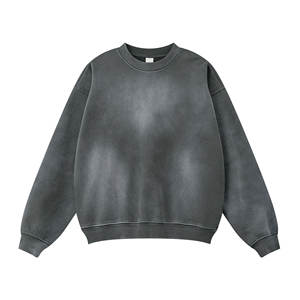 เสื้อสเวตเตอร์ของผู้ชายสำหรับซัก370GSM รุนแรงเสื้อสเวตเชิ้ตแบบสวมหัวคอกลมสไตล์ฝรั่งเศสเทอร์รี่สีเรียบกำหนดโลโก้ได้ตามต้องการ - Product Image 1