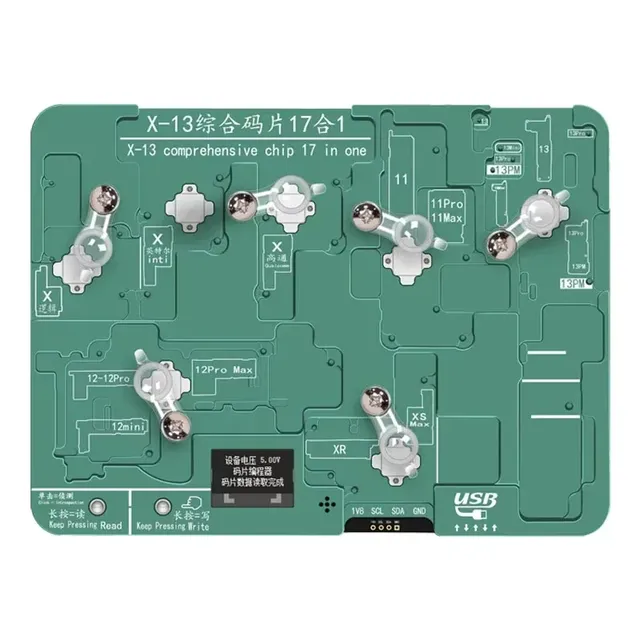 YCS 17 in 1 Integrated Chip Programmer Baseband Logic Intel Qualcomm EEPROM IPhone X XS 11 12 13 MAX PRO Logic Repair Tools