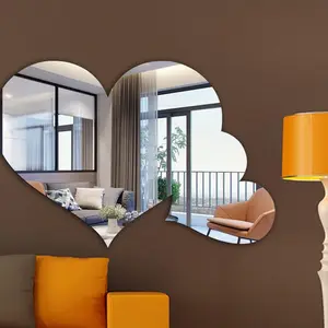 Tùy chỉnh Acrylic gương tường Sticker Trang trí nội thất hình trái tim cao phản chiếu Acrylic gương lời mời tấm phản chiếu