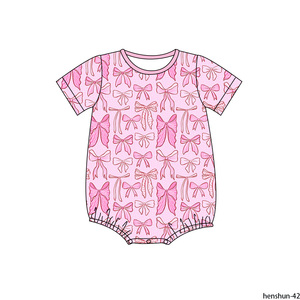 Neues Design Kurzarm Reiß verschluss Kleidung Bambus Plain Sommer Neugeborene Baby Stram pler Baby Kleidung - Product Image 1