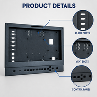 Boîtier de châssis PC industriel noir personnalisé avec ports D-Sub découpés pour moniteur d'affichage et terminal de contrôle OEM