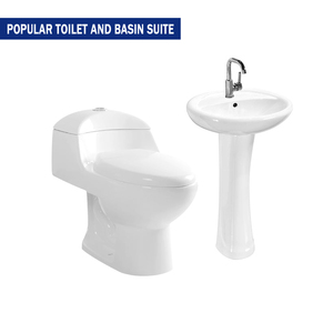 Set Sanitari in Ceramica per Bagno, Combinazione di WC e Lavabo, Set Completo con Toilette Monoblocco - Product Image 4