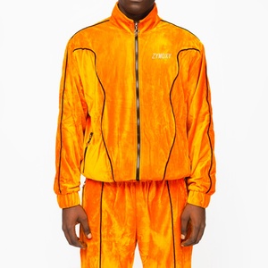 Men Polyester Jogging Suit Two Piece Set 3m Reflective Strip Velvet <b>Zip</b> <b>up</b> <b>Jackets</b> and Pants Custom Velour Tracksuit Men - Product Image 1