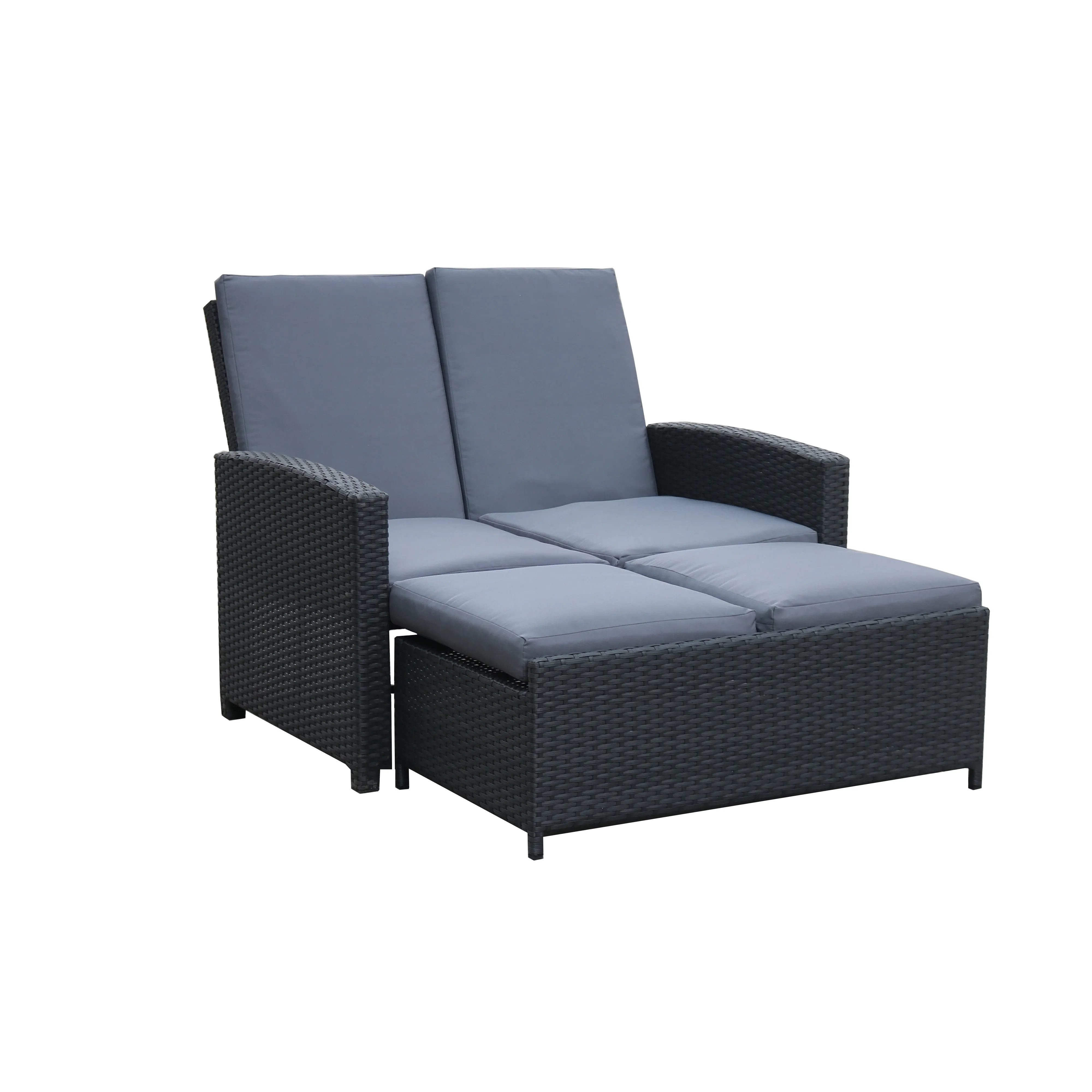Juego de sofá seccional de aluminio moderno para exteriores YOHO, Patio de lujo, ratán, ajustable, multifuncional para entrada, comedor, Material de Bambú