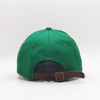 Gorra Verde de 6 Paneles Personalizable con Bordado, Correa de Cuero Ajustable, MOQ Bajo, Gorra de Algodón para Hombre