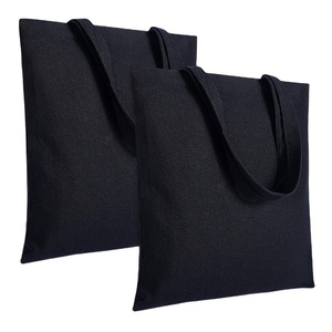 Bolsa de Compras de Lona Negra Sublimada de Alta Calidad, con Logotipo Impreso Personalizado, Reutilizable, Bolsa de Lona de Algodón Lisa - Product Image 1