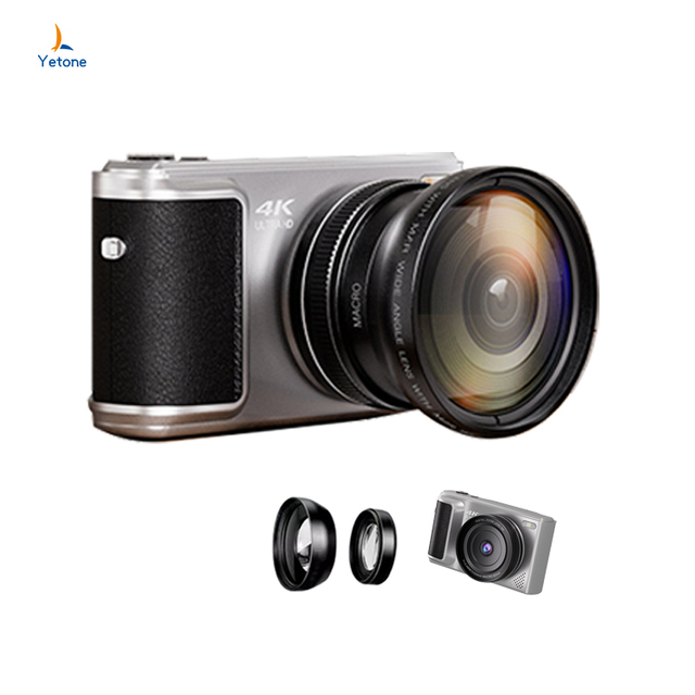 2.8 Inch Upturned Screen Vintage Retro Pixie Camera Mirrorless Digital Camera with SD Card 64MP 4K Video Rechargeable Battery