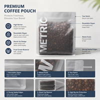 Sacs et pochettes personnalisés transparents en plastique et aluminium avec fermeture éclair pour emballage de bonbons, thé et café