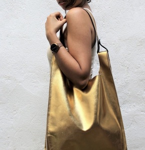 Vente en gros 15 pouces or argent unique sac à bandoulière Vintage femmes souple en cuir Pu sacs fourre-tout Portable sac de transport pour le voyage - Product Image 4