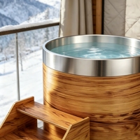 Baignoire de massage autoportante en acier inoxydable 304 à grain de bois, pour bain froid, style hôtel moderne, direct usine, OEM personnalisé