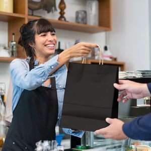 Custom logo Luxury Black Glossy Shopping Paper Bag Wholesale Printed Retail Gift Craft Jewelry Cosmetic Packaging Paper Bags - Product Image 6
