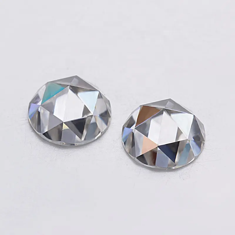 Baifu gems flat back rose cut face flat back moissanite diamond for jewelry making