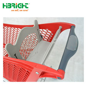 Carrito de compras de supermercado flexible rojo de alta capacidad, plataforma impermeable con estructura de malla - Product Image 3