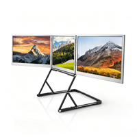 Moniteur triple FHD 1920*1080 18,5 pouces 60Hz IPS avec support pliable en métal et haut-parleurs pour usage professionnel et bureautique