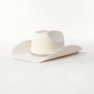 Sombreros de Vaquera de Lujo con Banda de Diamantes de Imitación 2024 al por Mayor, Sombreros Fedora de Ala Ancha de Fieltro de Lana Personalizados con Logotipo para Mujer - Product Image 3