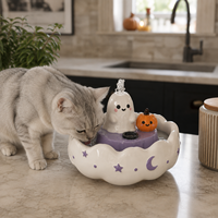 Fontaine à eau automatique pour animaux de compagnie en forme de nuage, en céramique, mignonne, pour chats et chiens, distributeur d'eau électrique silencieux avec filtration, pour intérieur