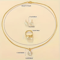 Coffret Cadeau 4 Pièces Montre Quartz Femme, Collier Diamant, Boucles d'Oreilles et Bague en Strass Doré – Idéal pour Salons Professionnels et Événements Promotionnels